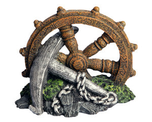 Aqua One Ornament Anchor with Ship Wheel