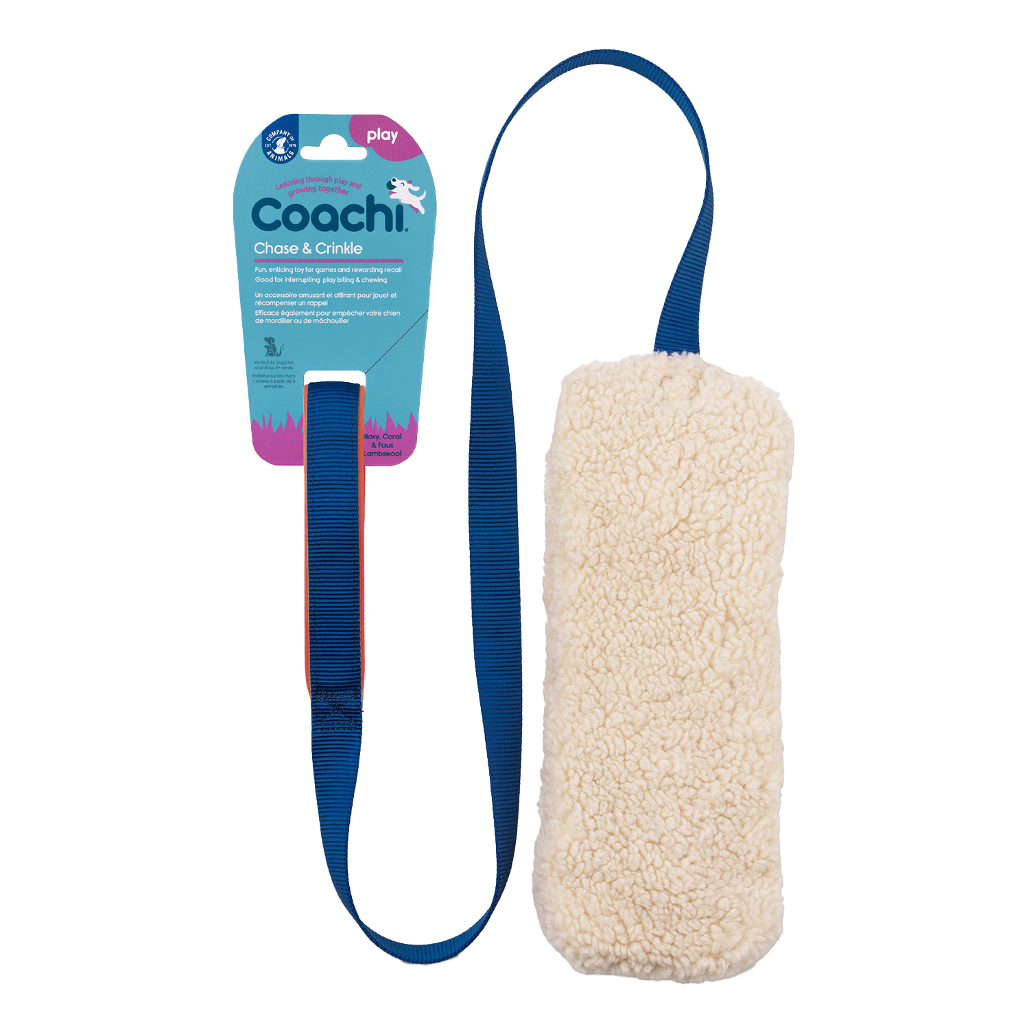 Coachi Chase & Crinkle Navy Coral and Faux Lambswool