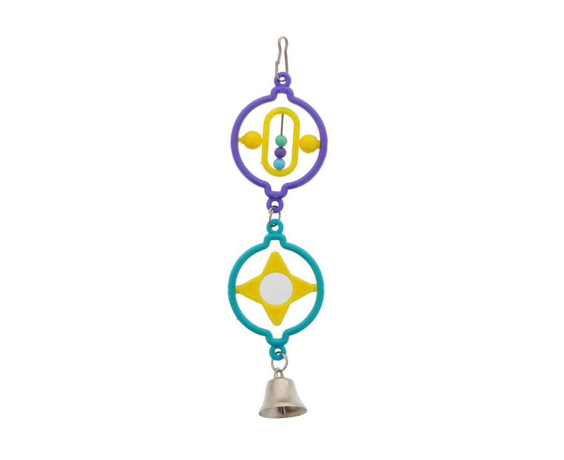 Avi One Bird Toy - Twin Rings With Turning Beads; Star; Mirror And Bell