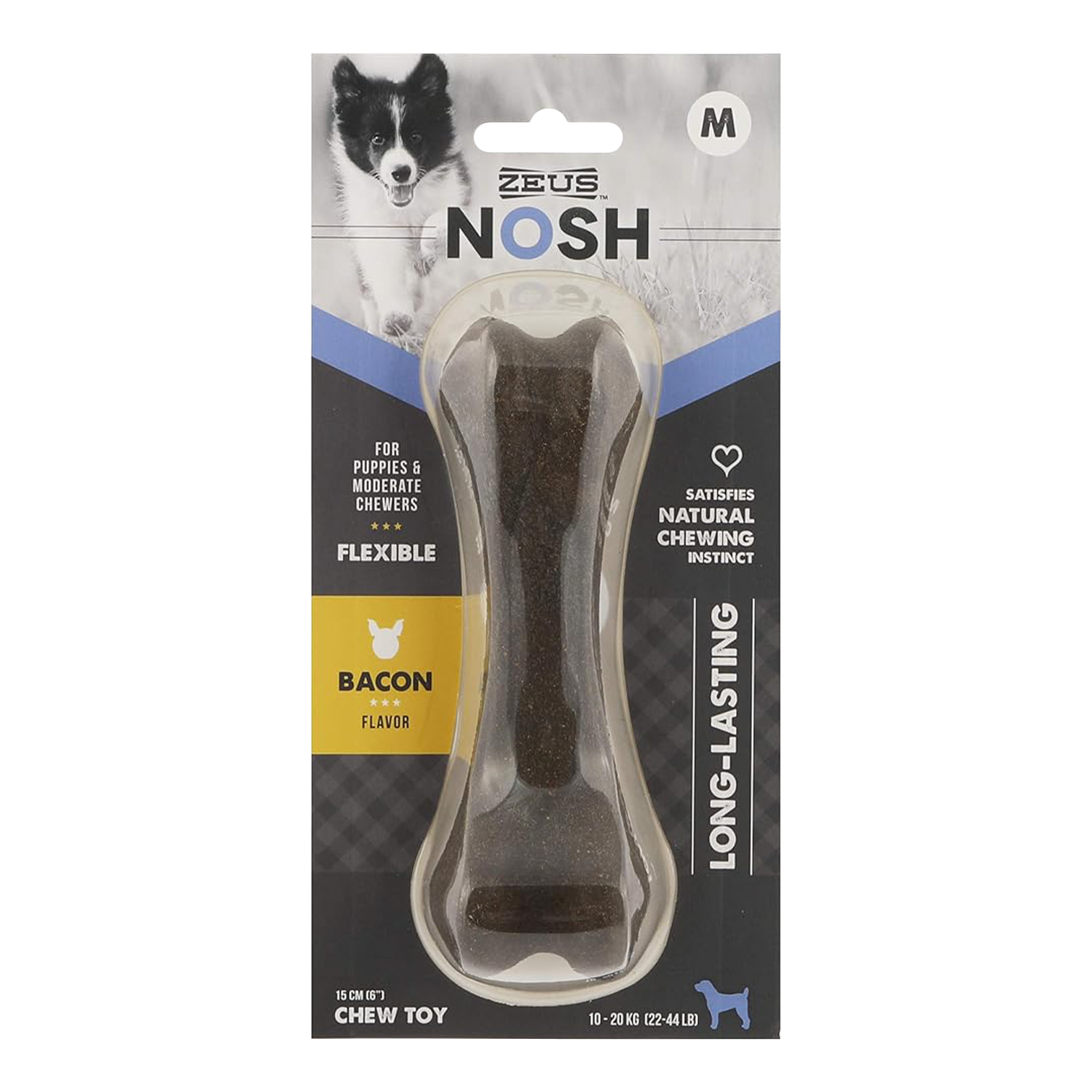 Zeus Nosh Flexible Chew Bone Bacon Flavour For Puppies