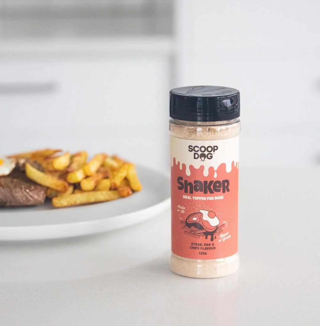 Scoop Dog Shaker Steak Eggs & Chips
