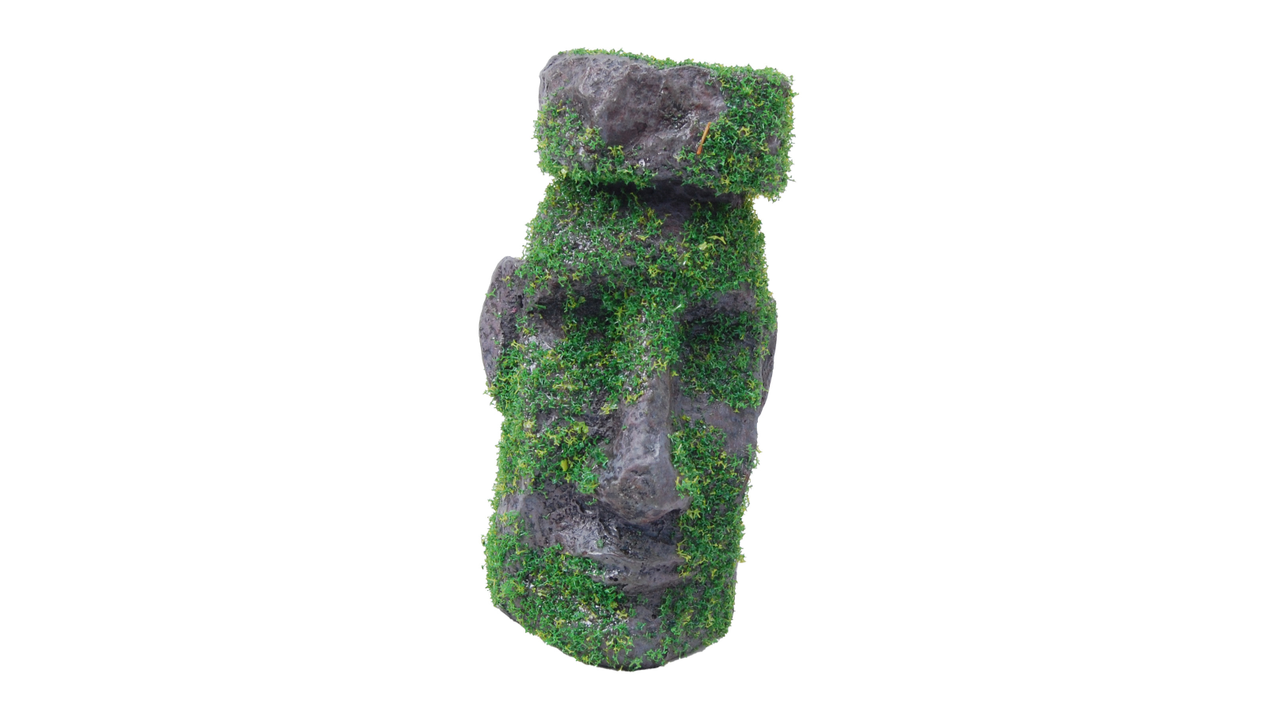 Easter Island statue with moss