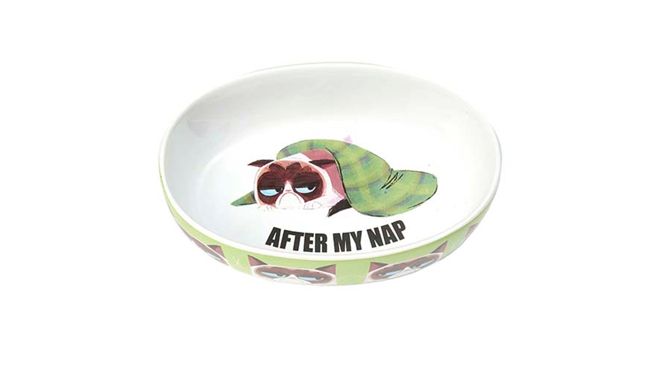 Grumpy Cat AFTER MY NAP Oval Bowl Green