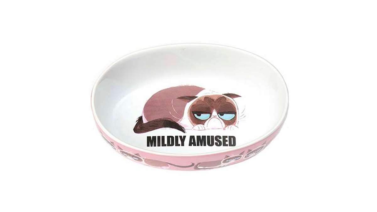 Grumpy Cat MILDLY AMUSED Oval Bowl Pink