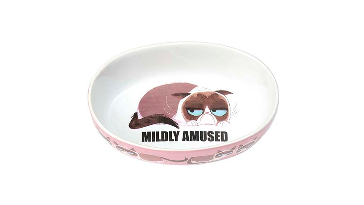 Grumpy Cat MILDLY AMUSED Oval Bowl Pink