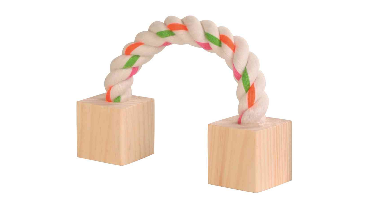 Trixie Playing Rope with Wooden Blocks 20cm