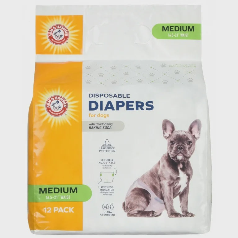Arm & Hammer Med. Diapers-16.5"-21" Waist - 12 Pack