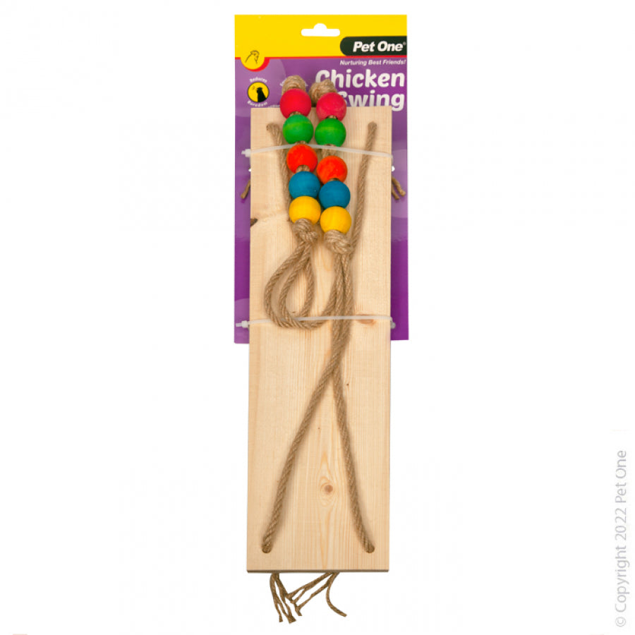 Pet One Chicken Toy Wooden Swing