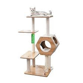 PP Cat Scratcher Minimalistic Cat Tree with Tower and Wagon Wheel White