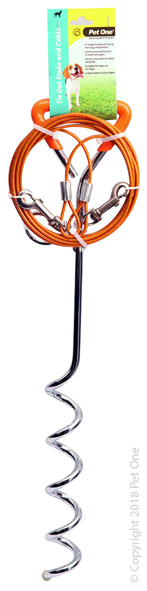 Pet One Tie Out Cable Stake Set 3m x 3mm