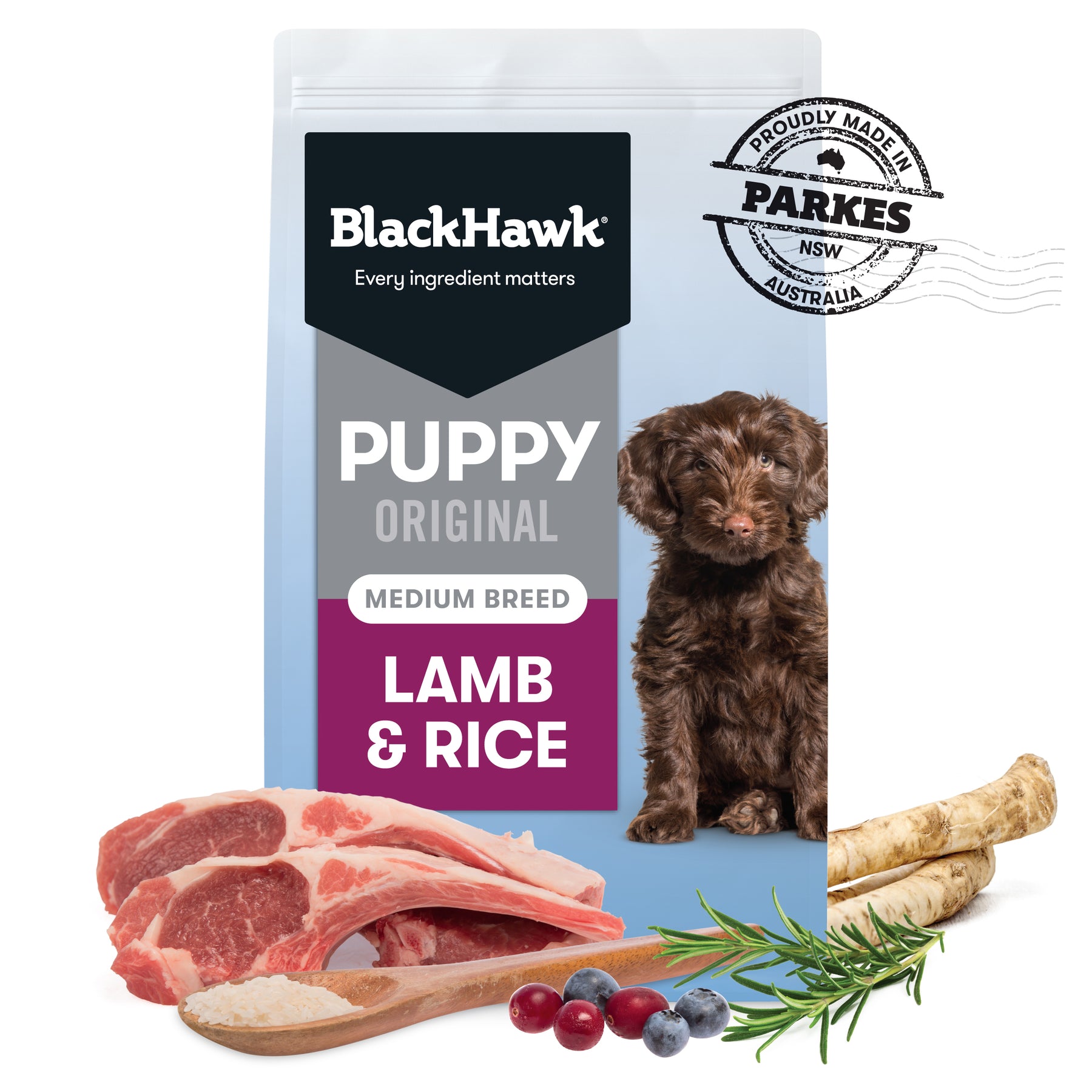 Black Hawk Medium Breed Puppy Lamb & Rice