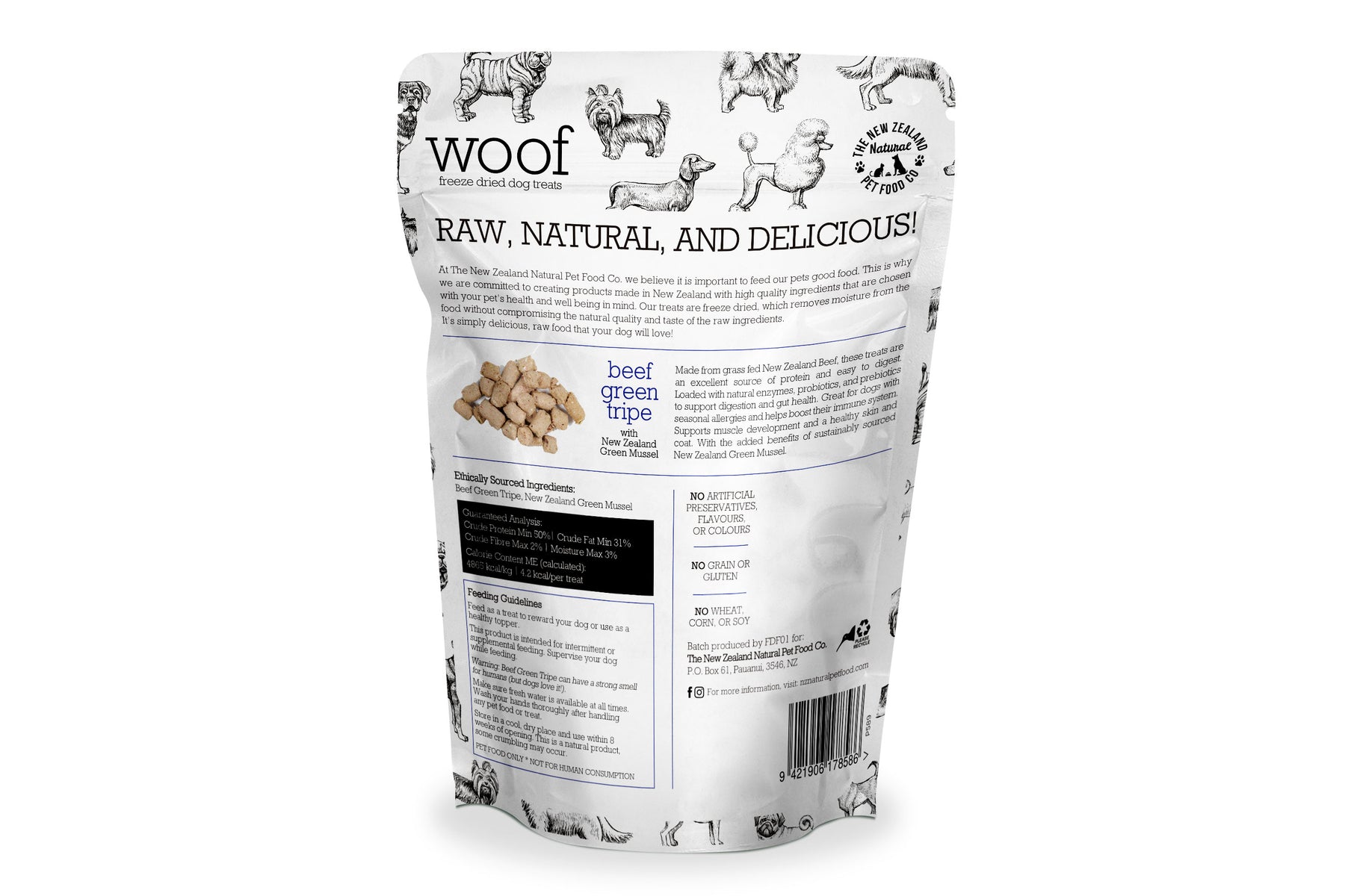 Woof Beef Green Tripe Treat 50g