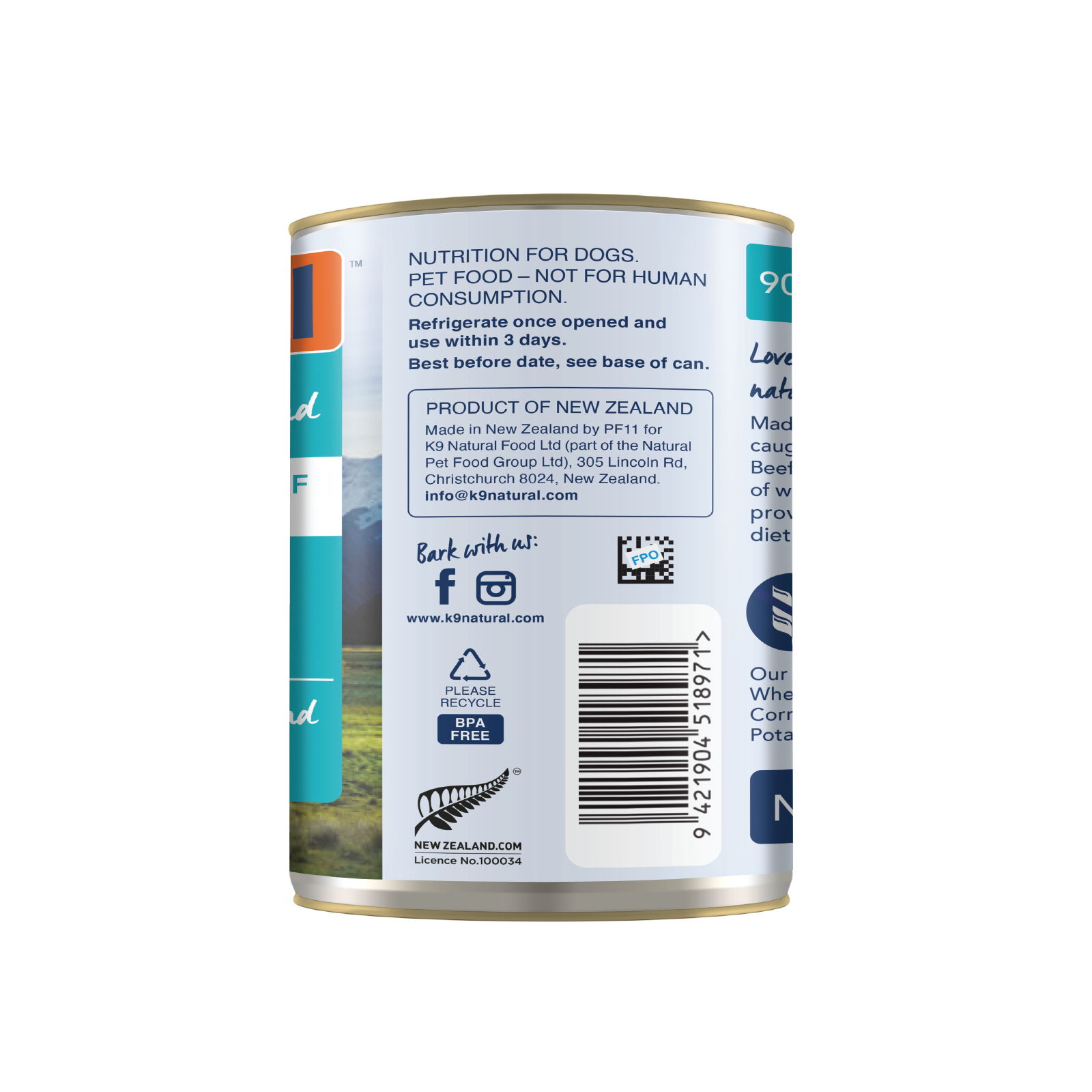 K9 Natural Beef and Hoki Feast Can