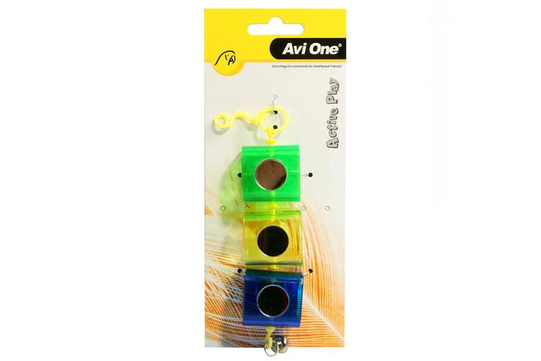 Avi One Bird Toy - 3 Rectangle Boxes With Mirror And Bell