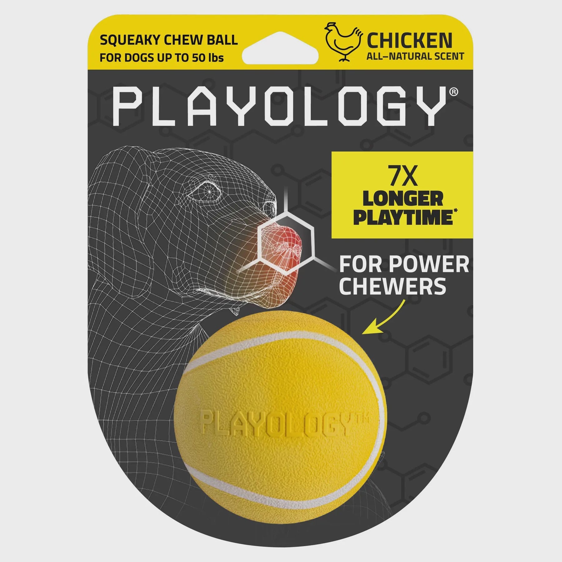 Playology Squeaky Chew Ball - Chicken Medium