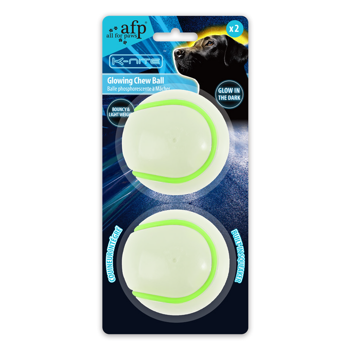 AFP K-Nite Glowing Tennis Ball 2pk 6.6cm