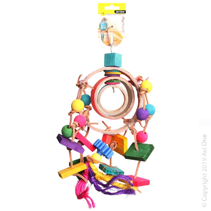 Avi One Bird Toy - Dream Catcher With Wooden & Plastic Beads And Disc