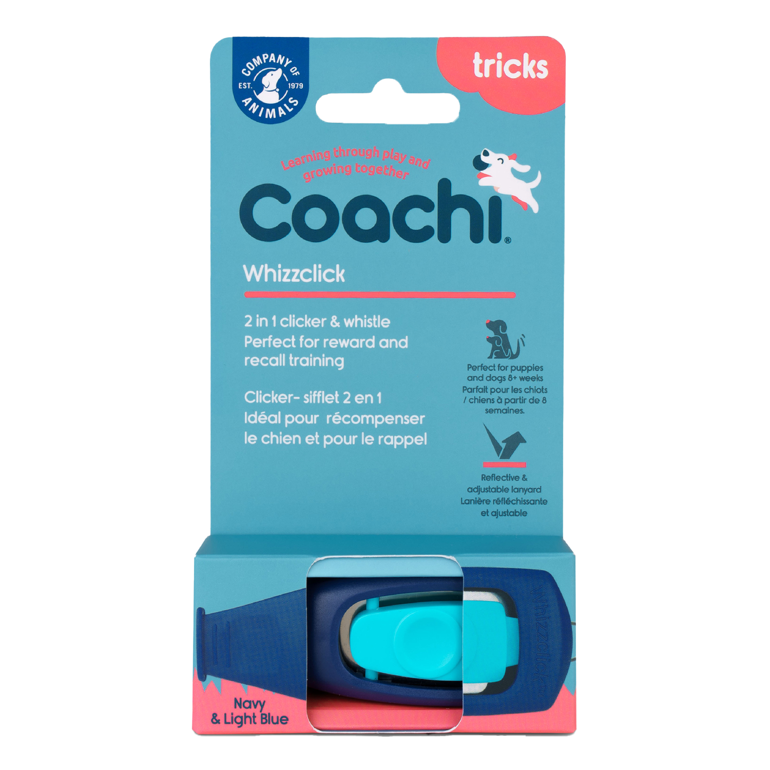 Coachi Whizzclick Navy, Light Blue Button