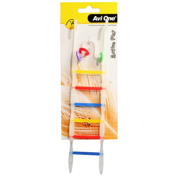 Avi One Bird Toy - Translucent Multi Coloured Ladder W Beads 7 Run