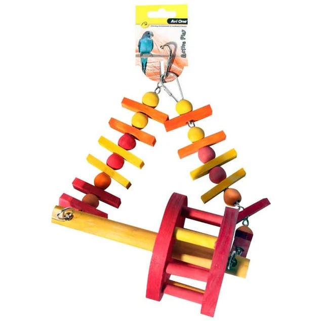 Avi One Parrot Toy - Wooden Swing With Wheel Medium