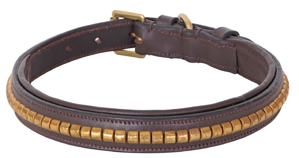Cavallino Brass Clincher Leather Dog Collar