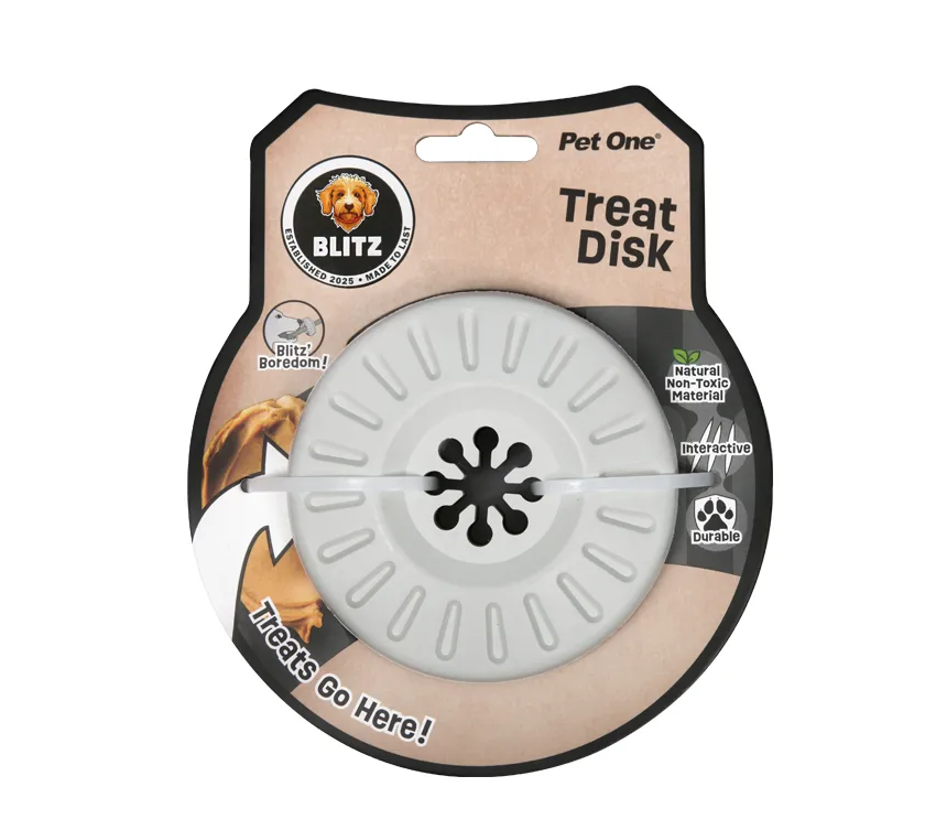 Dog Toy Blitz Rubber Treat Disk Grey