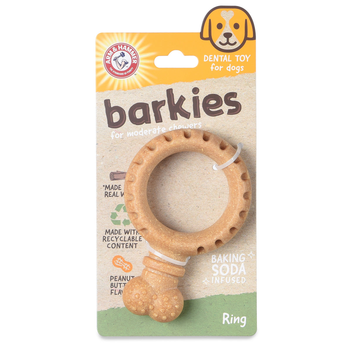 Arm & Hammer Barkies Ring Dog Toy - Peanut Butter Flavour