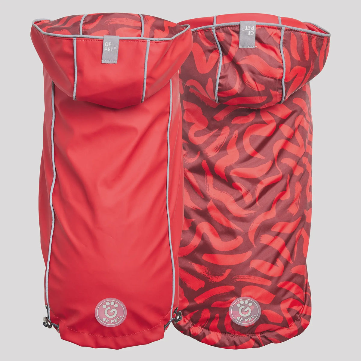 GF Pet - Elasto-Fit® Reversible Raincoat - Red / Abstract