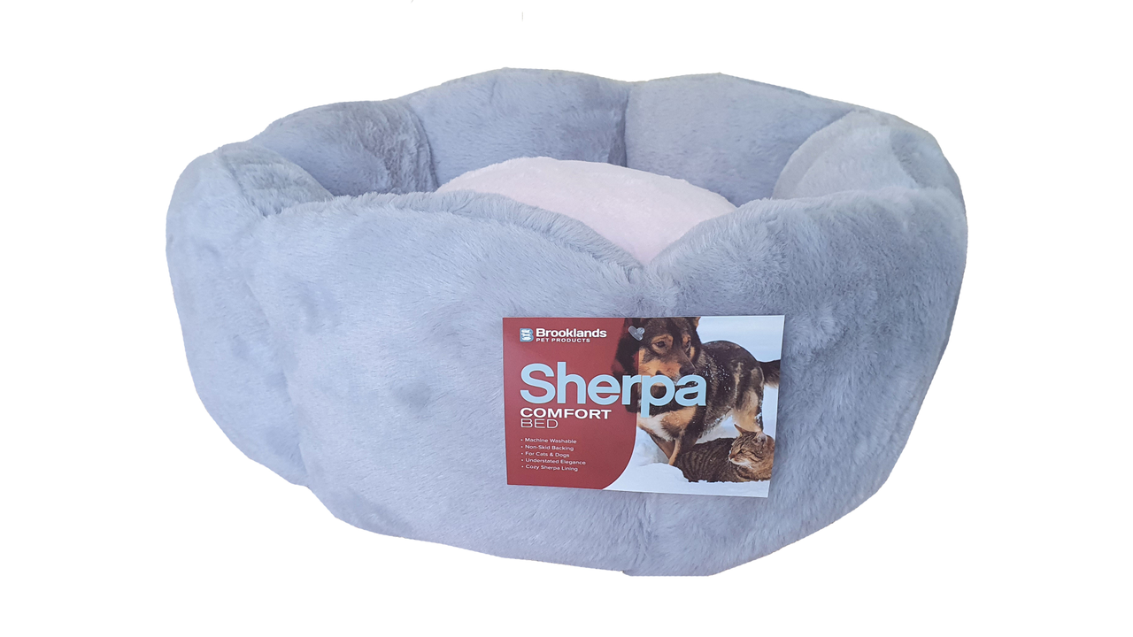 Brooklands Round Pet Bed Grey & Pink 53cm