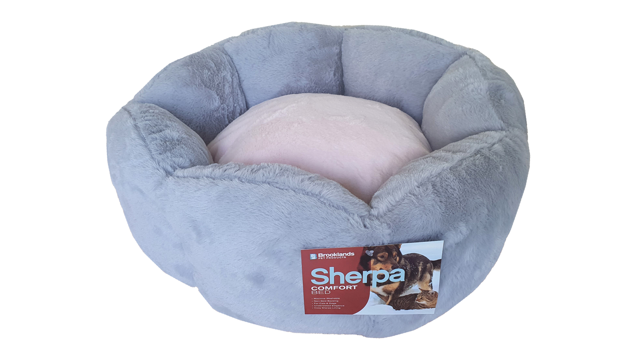 Brooklands Round Pet Bed Grey & Pink 53cm