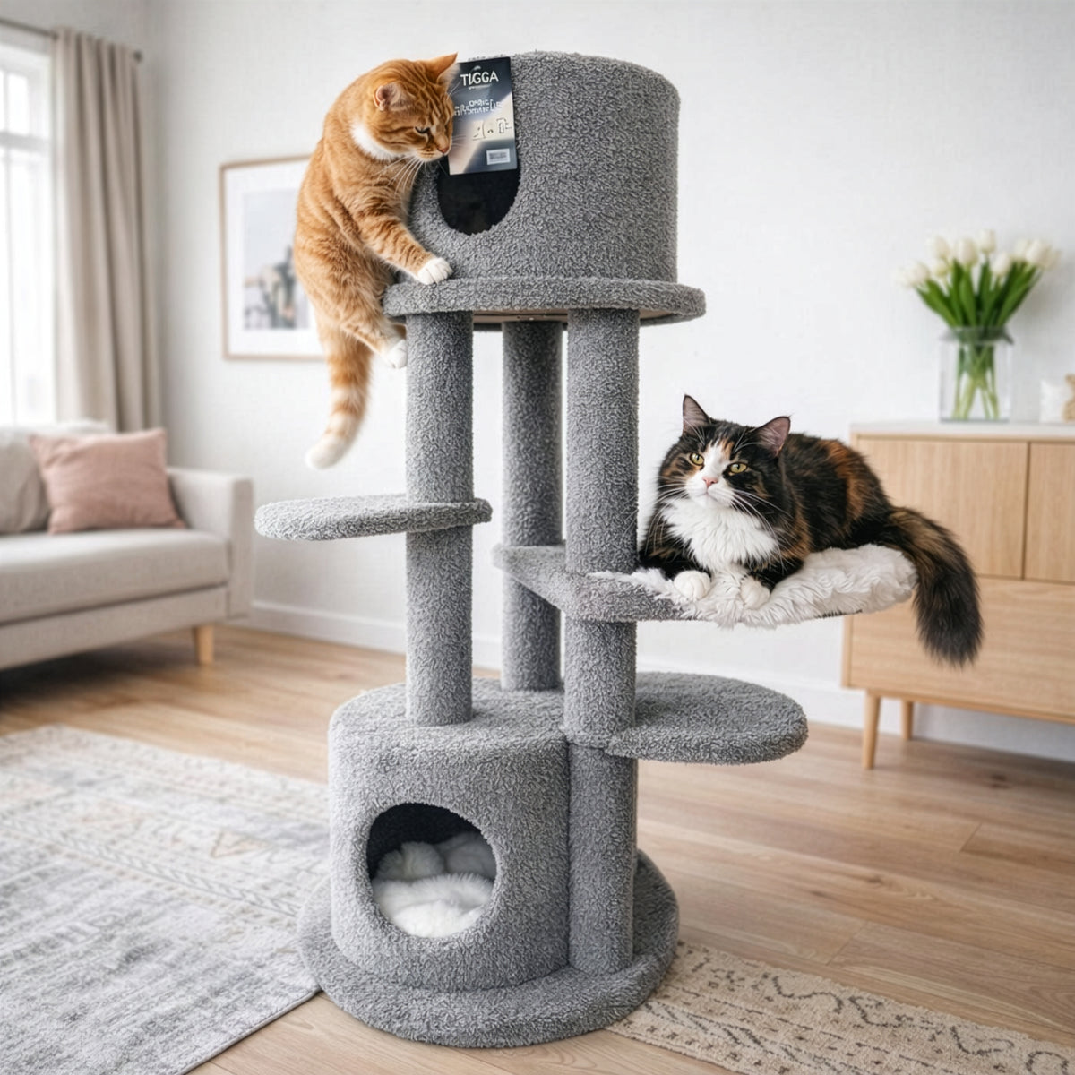 Tigga Carpet Cat Tree Dunedin Grey