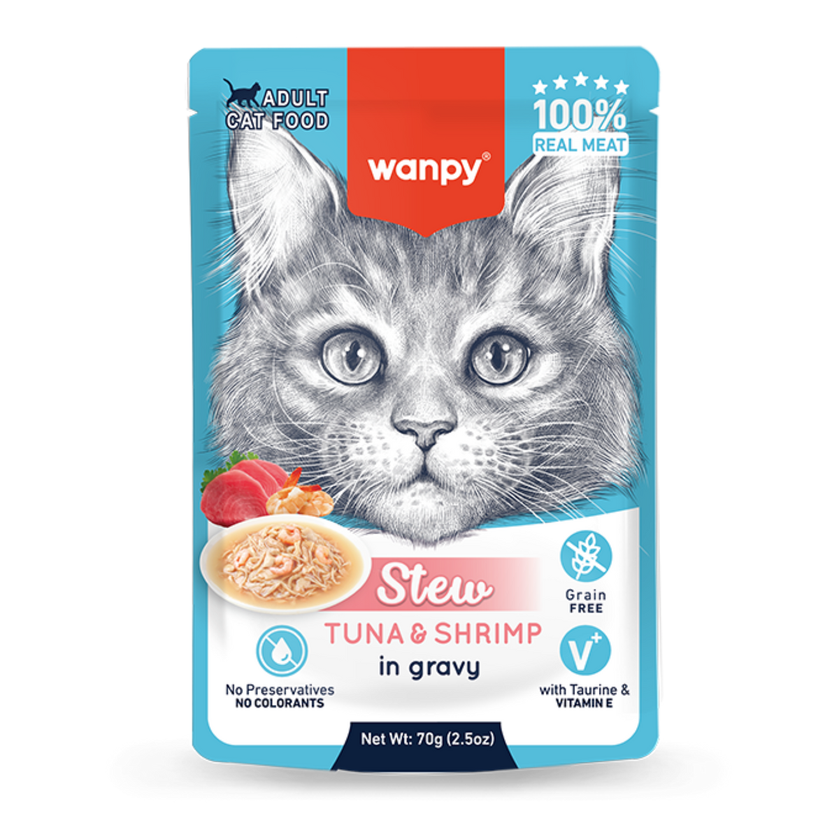 Wanpy Cat Pouch 70g Tuna and Shrimp Stew