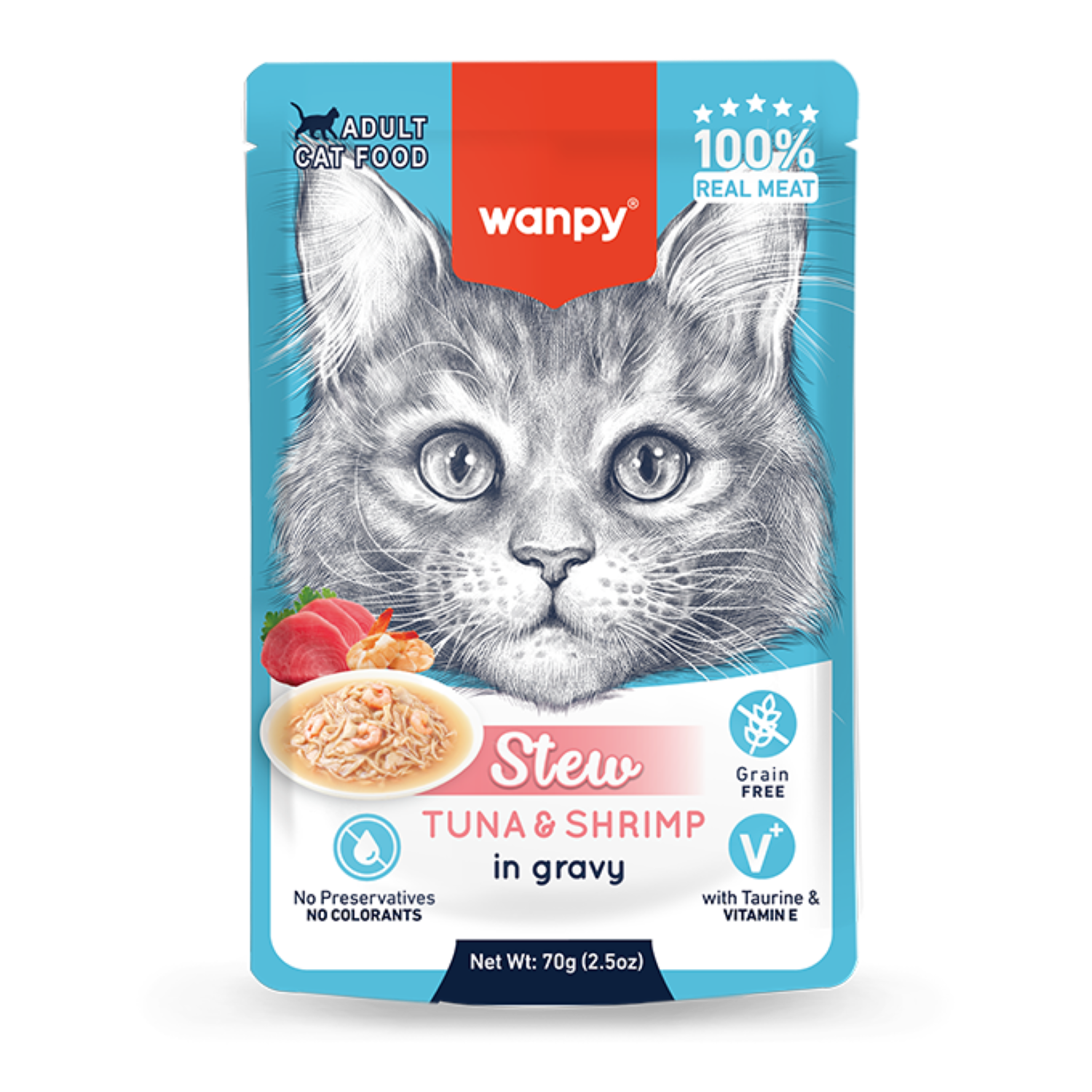 Wanpy Cat Pouch 70g Tuna and Shrimp Stew