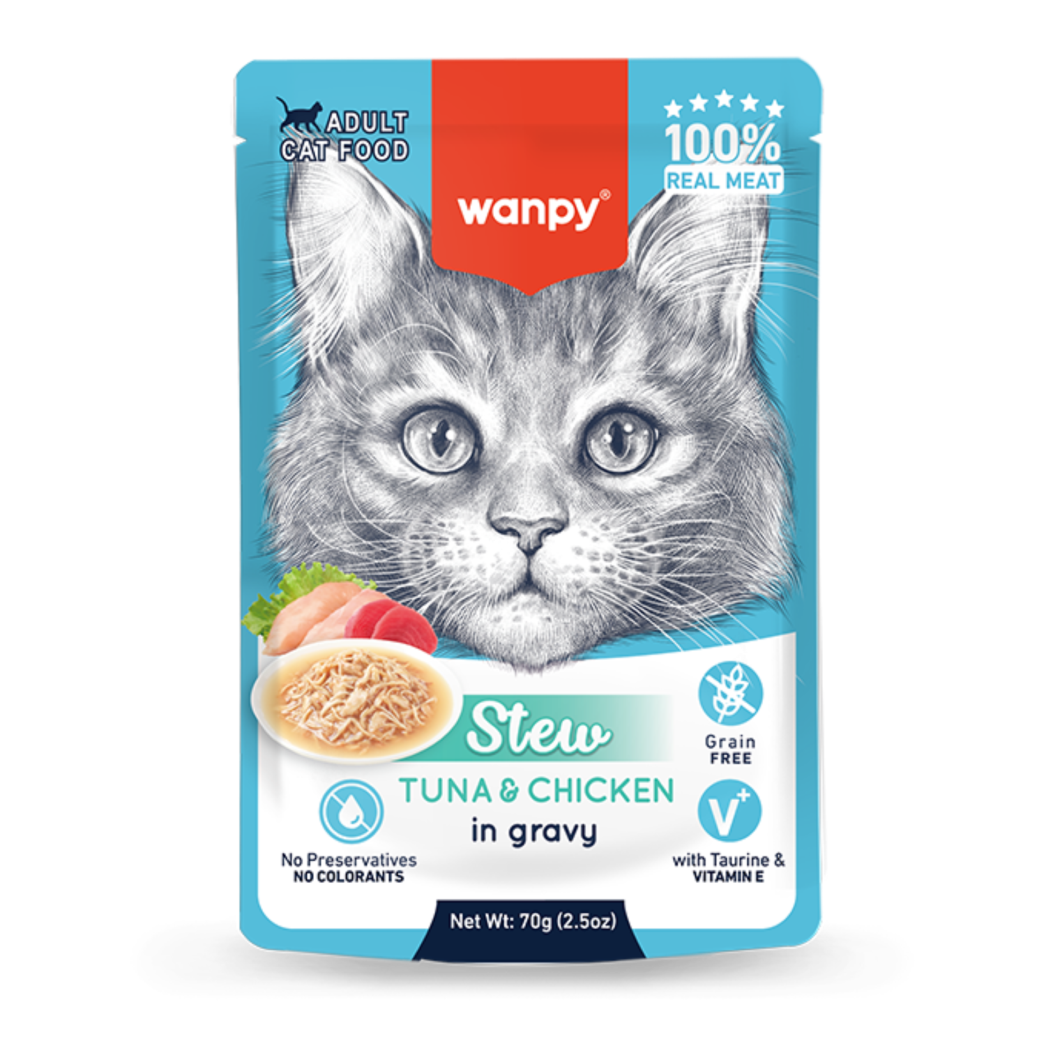 Wanpy Cat Pouch 70g Tuna and Chicken Stew