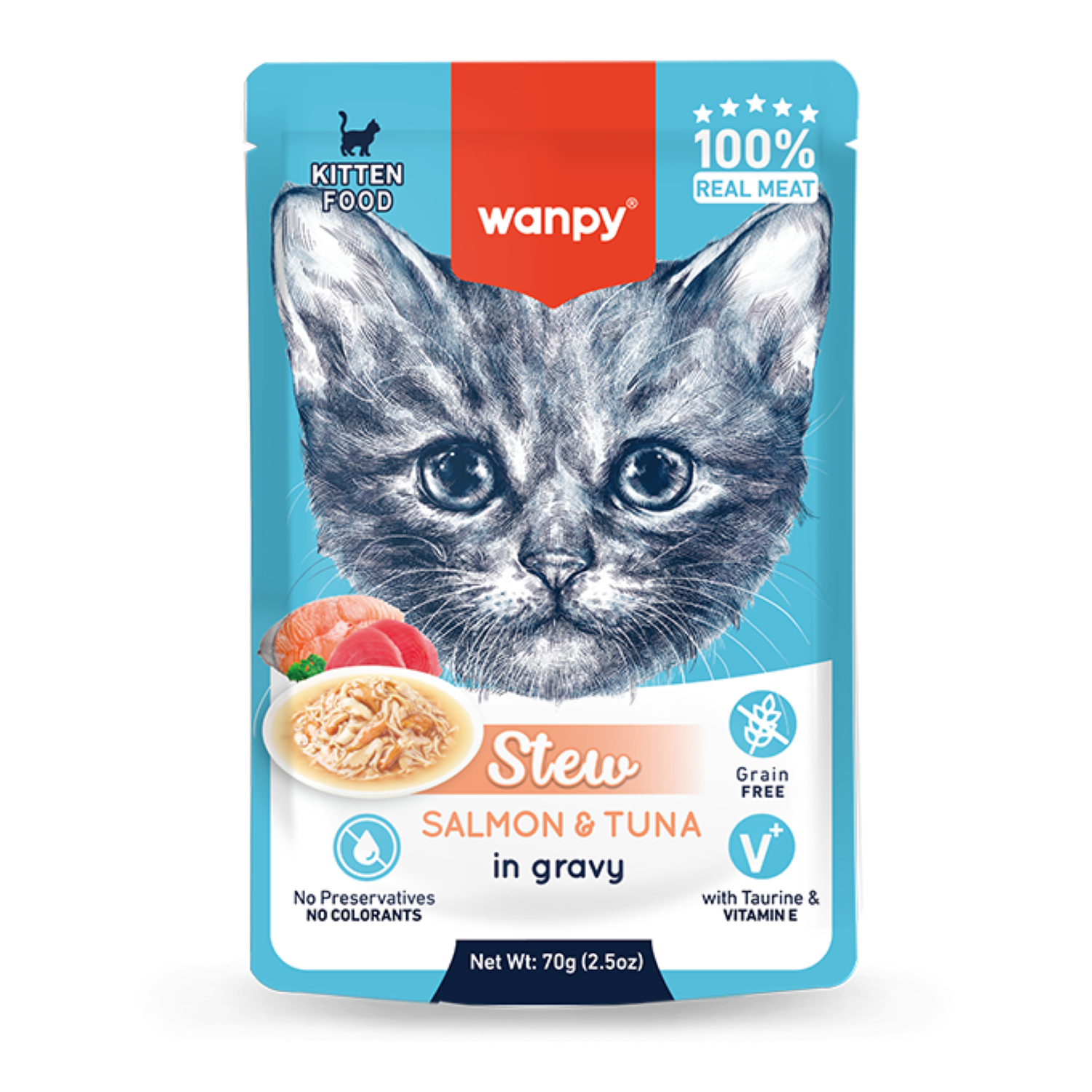 Wanpy Kitten Pouch 70g Salmon and Tuna Stew