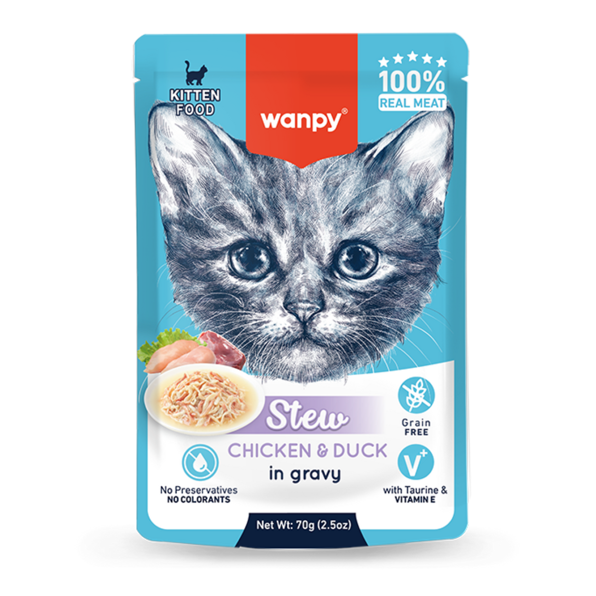 Wanpy Kitten Pouch 70g Chicken and Duck Stew