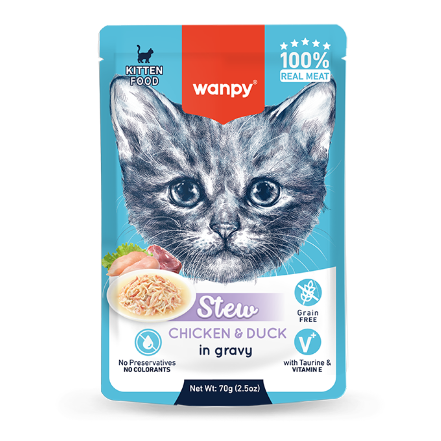 Wanpy Kitten Pouch 70g Chicken and Duck Stew