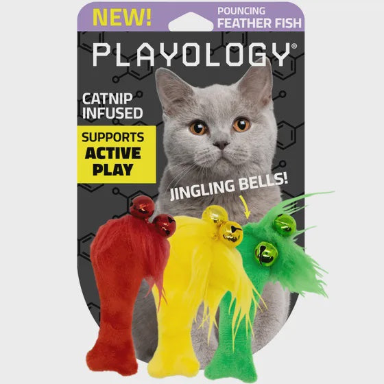Playology 3-Pk Feather Fish Cat Toy