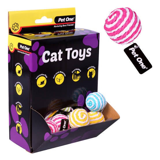 Pet One Cat Toy Paper Mouse & Ball 4.5cm Assorted Colours