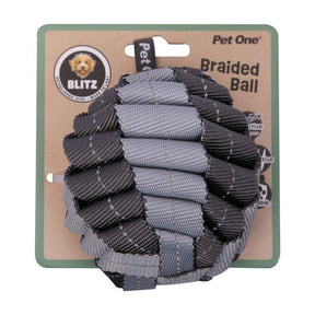 Dog Toy Blitz Braided Ball Grey