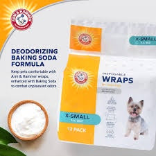 Arm & Hammer Xsm. Male Wraps-9" -14" Waist - 12 Pack