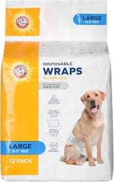 Arm & Hammer Large Male Wraps-18" -27" Waist - 12 Pack