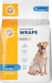 Arm & Hammer Large Male Wraps-18" -27" Waist - 12 Pack