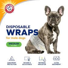 Arm & Hammer Med. Male Wraps-15" -23" Waist - 12 Pack