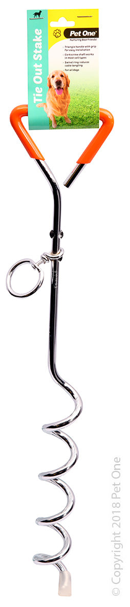 Pet One Tie Out Stake 45cm X 8mm With Plastic Handle