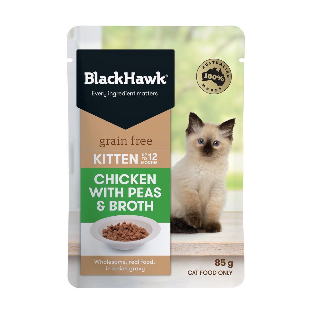 Black Hawk Kitten Chicken and Peas Pouch