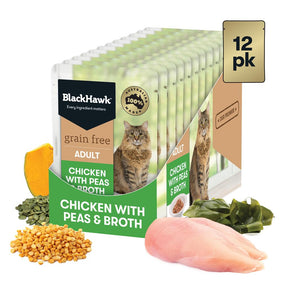 Black Hawk Cat Chicken, Peas and Broth Box 12 x 85g